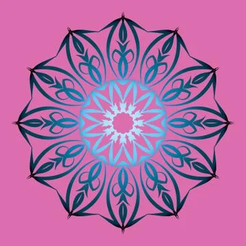Dark blue circular pattern on pink background Illustrazione stock