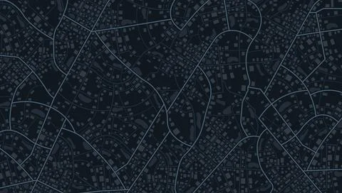 Dark blue city map background with urban streets and navigational paths. Vector Stock-Illustration