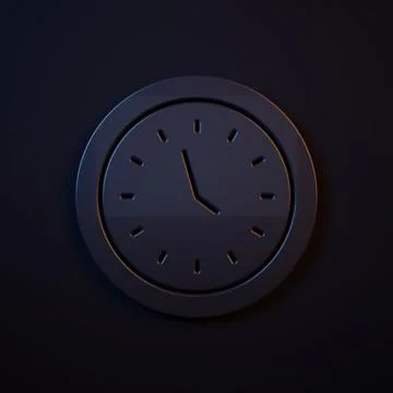 Dark-blue Clock icon isolated on black background. Time symbol. Minimalism .. イラスト素材