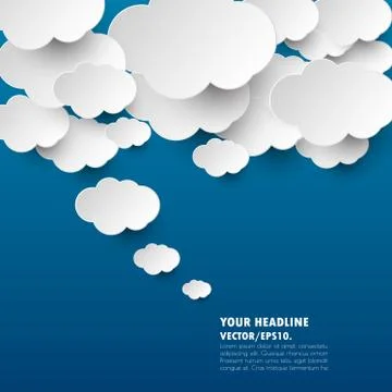 Dark blue with cloud idea banner. vector .illustration. Stock Illustration