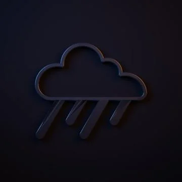 Dark-blue Cloud with rain icon isolated on black background. Rain cloud pre.. イラスト素材