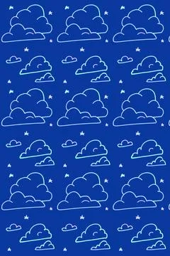 Dark Blue Cloud Seamless Pattern Illustration Stock-Illustration