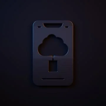 Dark-blue Cloud technology data transfer and storage icon isolated on black.. 스톡 일러스트