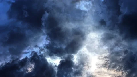 dark blue clouds with lightning strikes ... | Stock Video | Pond5