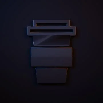 Dark-blue Coffee cup to go icon isolated on black background. Minimalism co.. Stock Illustration