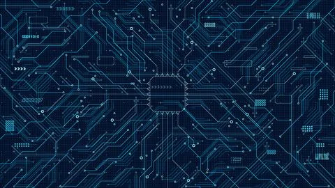 Dark Blue Complex Circuit Board Network Vector Stock Illustration