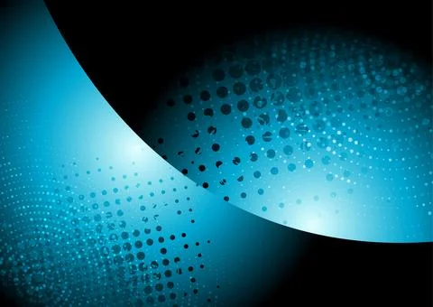 Dark blue concept wavy abstract background with halftone dots Stock Illustration