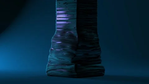 Dark blue concrete column bending. Hard object becomes soft. The concept of Stock Footage 151181682