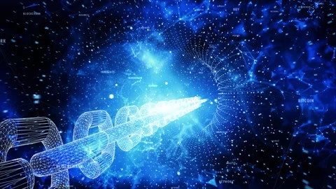 Dark blue cryptocurrency data blockchain chain mining 스톡 동영상 337192146