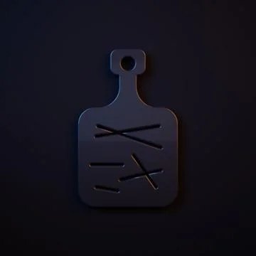 Dark-blue Cutting board icon isolated on black background. Chopping Board s.. Stock Illustration