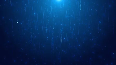 Dark blue data rain background descending light particles, soft digital sparks, Stock Footage 340549162