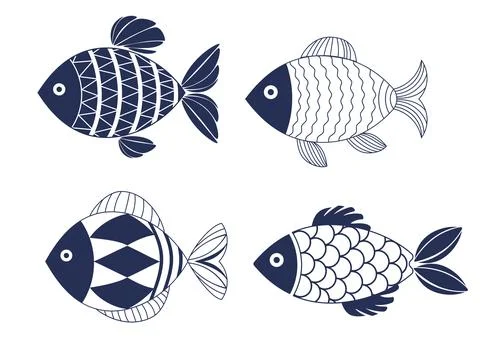 Dark blue decorative fish イラスト素材