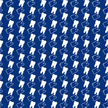 Dark Blue Dental Pattern Design with Teeth or Tooth Stock Illustration
