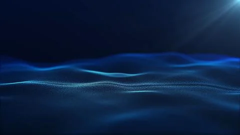 Dark blue digital wave surface with soft glow and cinematic depth, abstract.. イラスト素材