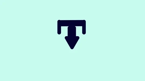 Dark Blue Down Arrow Icon on Light Blue animation Background direction symbol Stock Footage 321738939