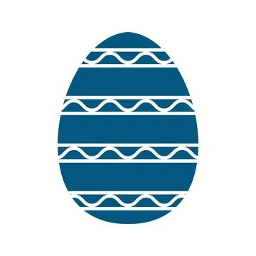 Dark blue Easter egg with waves and stripes. Vector illustration Stock Illustration