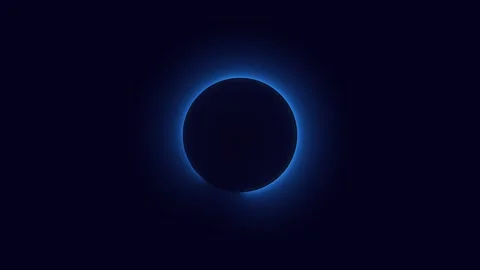 Dark blue eclipse with glowing aura circle. Blue eclipse symbol for space a.. Stock Footage 337816149