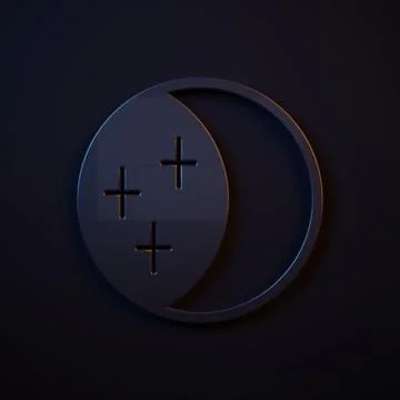 Dark-blue Eclipse of the sun icon isolated on black background. Total sonar.. Illustrazione stock