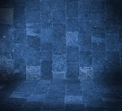 Dark blue empty room with floor interior Stockfoto's