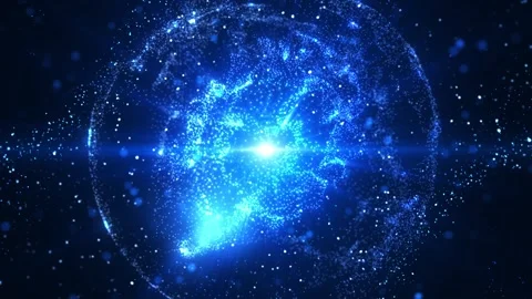 Dark blue energy sphere created from glowing liquid particles and magic Stock Footage 311063358