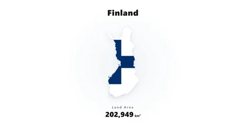 Dark blue Finland map silhouette with white Nordic cross centered on soft Stock Footage 345687365