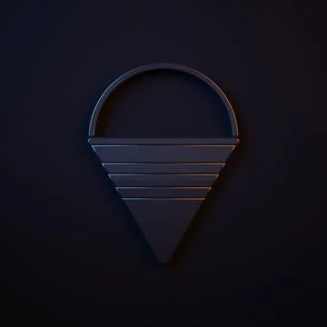 Dark-blue Fire cone bucket icon isolated on black background. Metal cone bu.. Stock Illustration