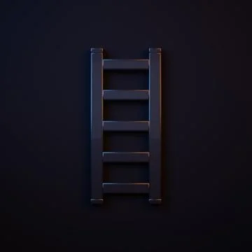 Dark-blue Fire escape icon isolated on black background. Pompier ladder. Fi.. Stock Illustration