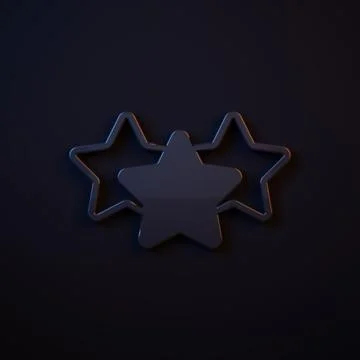 Dark-blue Five stars customer product rating review icon isolated on black .. Stock Illustration