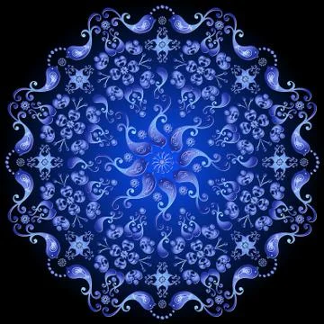 Dark blue floral circle pattern Stock Illustration