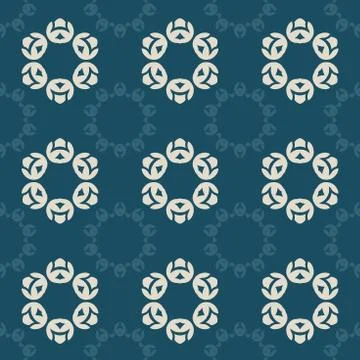 Dark blue floral seamless pattern geometrical vector Stock Illustration