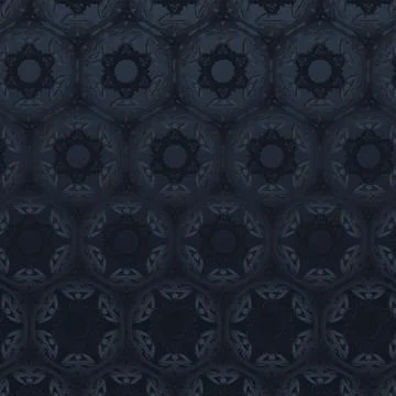 Dark Blue Floral Seamless Pattern Textile Design Stock Illustration