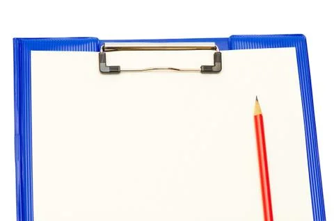 Dark blue folder with a red pencil Foto stock