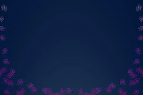 Dark blue frame with pink purple aster flowers Illustrazione stock