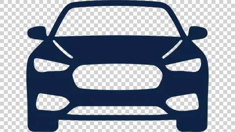 Dark Blue Front View Car Silhouette Icon Stock Illustration