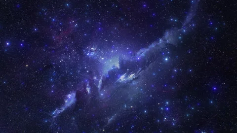 Dark Blue Galaxy Outer Space Travel Flying In Glowing Stars Nebula Stock Footage 246876146