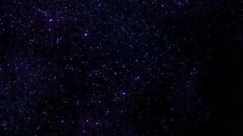 Dark blue galaxy with starry fields and fly glitters and particles Stock Footage 199348577