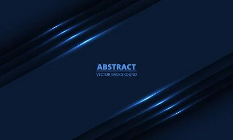 Dark blue geometric background with diagonal glowing light lines and shadows Illustrazione stock