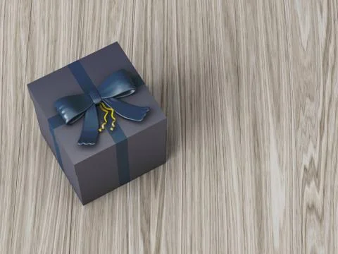 Dark blue gift box with dark blue ribbon bow Stock Illustration
