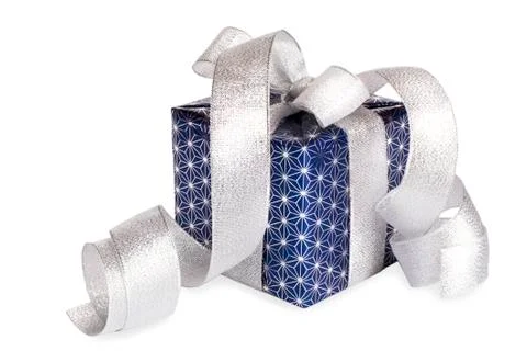 Dark blue gift box Stock Photos