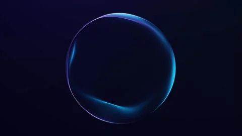 Dark blue glass orb on deep background, abstract minimal sphere with cyan g.. Stock Illustration