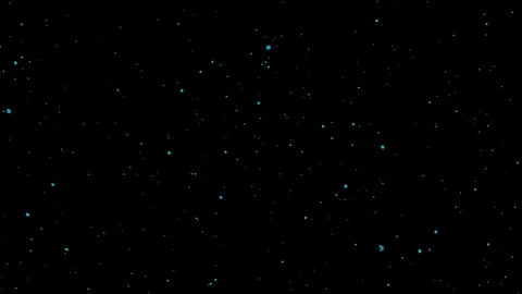 Dark blue With Glowing teal Particles Like Falling Stars Video stock 302971583