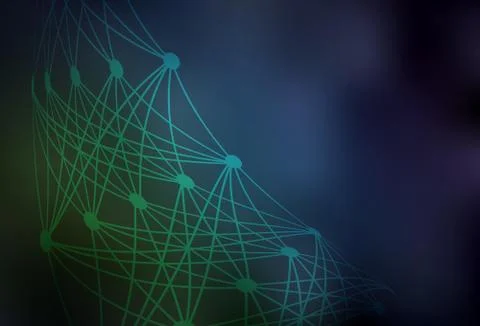 Dark Blue, Green vector backdrop with artificial intelligence data. Stock Illustration