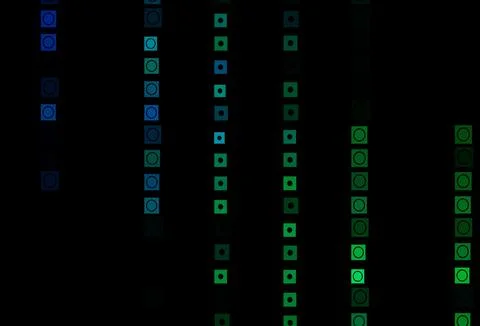 Dark Blue, Green vector backdrop with circles, squares. Stock Illustration