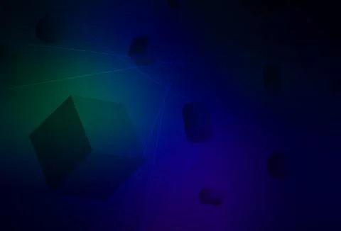 Dark Blue, Green vector backdrop with 3D cubes, cylinders, spheres, rectangle 스톡 일러스트