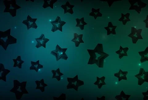 Dark Blue, Green vector backdrop with small and big stars. Stock Illustration