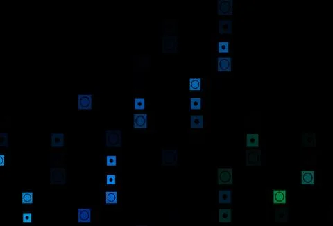 Dark Blue, Green vector background with rectangles, circles. Stock Illustration