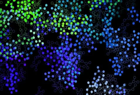 Dark Blue, Green vector background with forms of artificial intelligence. Stock Illustration
