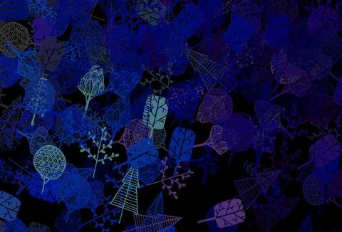 Dark Blue, Green vector doodle pattern with trees, branches. Illustrazione stock