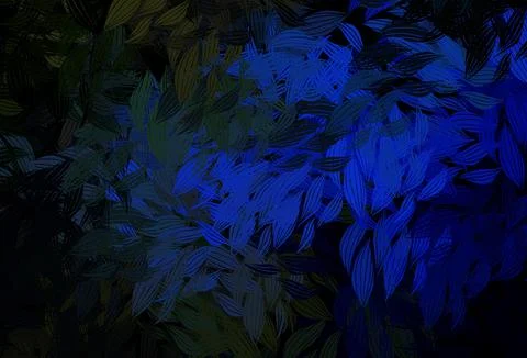 Dark Blue, Green vector doodle pattern with leaves. Illustrazione stock