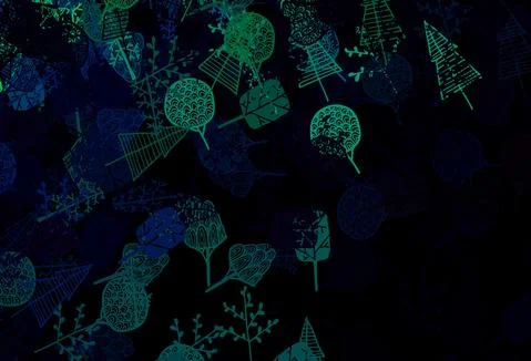 Dark Blue, Green vector elegant pattern with trees, branches. 库存插图